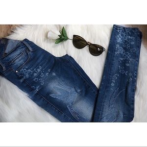 Guess Low Rise Embroidered Skinny Jeans